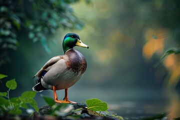 Full body view of Mallard in natural habitat, full body shot, full body View