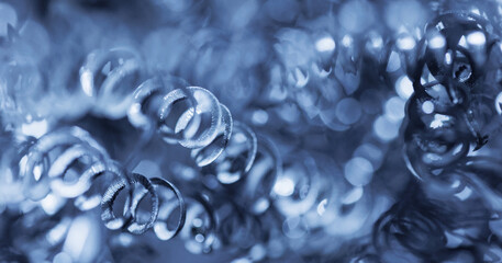 Banner Macro photo of iron metal shavings after CNC drilling lathe machine, Industrial background.