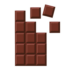 Chocolate bar isolated on white background. Top view.