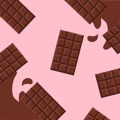 Chocolate bar seamless pattern vector illustration.