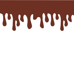 Melted brown  chocolate flow down. Vector illustration.