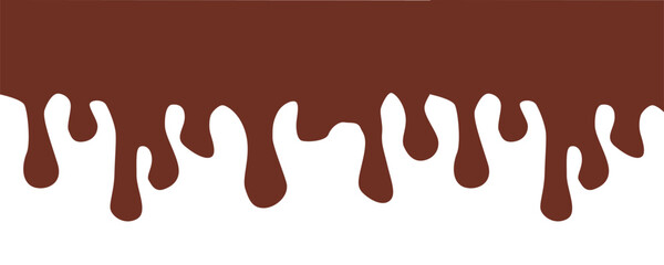 Illustration of dripping brown chocolate on a white background. World Chocolate Day celebration banner.