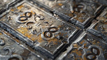 Obraz premium A close-up of a cement tile