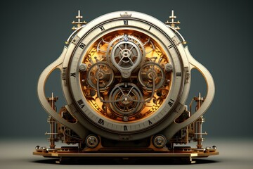 Sequestered Time machine old. Future gold machine. Generate Ai