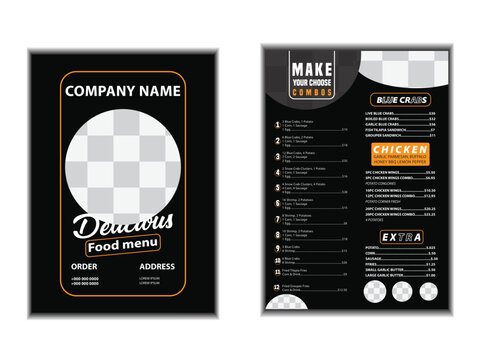 Print Modern restaurant menu design template for fast food