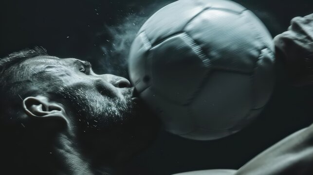 A defender blocking an opponents shot, showcasing strong defensive tactics with copy space