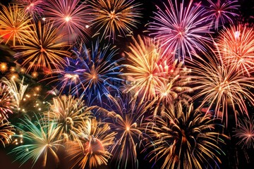 Fototapeta premium colorful fireworks stock photo,Colorful Firework on Night Sky stock photo