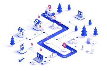 A visual representation of the customer journey, mapping each touchpoint from initial contact to brand loyalty with copy space