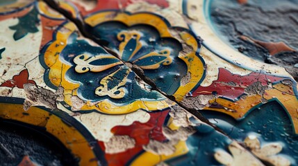 A close-up of a encaustic tile