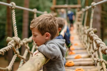 Obraz premium An innovative summer camp for families integrates magical elements like enchanted treehouses and mystical trails that reveal hidden treasures