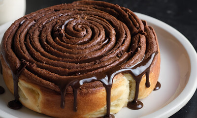 closeup of chocolate cinnamon rolls