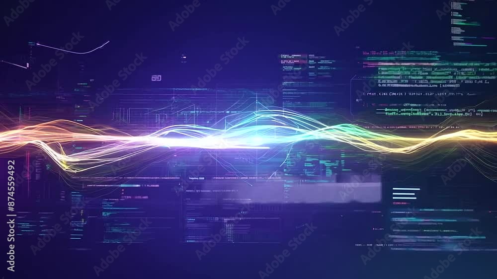 Poster an abstract and visually striking background showcasing the complex world of big data technology and
