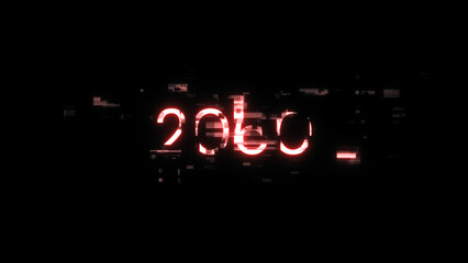 3D rendering 2060 text with screen effects of technological glitches