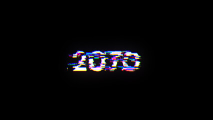 3D rendering 2070 text with screen effects of technological glitches
