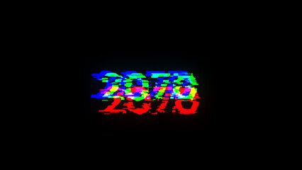 3D rendering 2070 text with screen effects of technological glitches