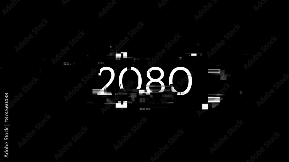 Poster 3d rendering 2080 text with screen effects of technological glitches