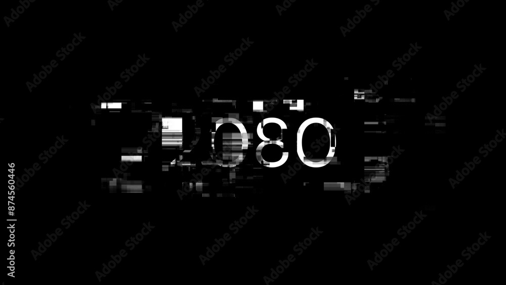 Poster 3d rendering 2080 text with screen effects of technological glitches