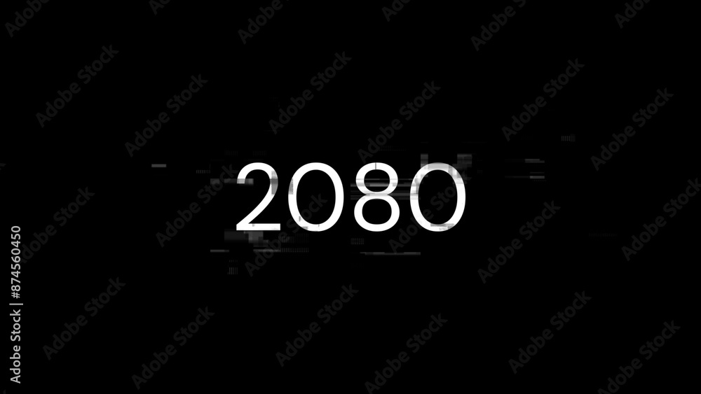 Poster 3d rendering 2080 text with screen effects of technological glitches