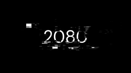 3D rendering 2080 text with screen effects of technological glitches