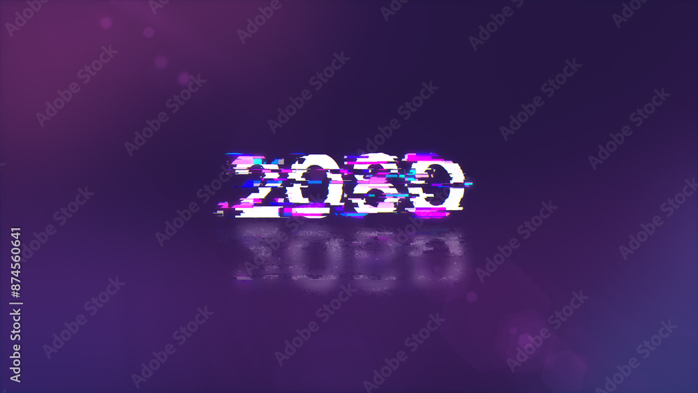 Aufkleber 3d rendering 2080 text with screen effects of technological glitches
