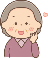 頬を赤らめるシニア女性