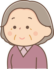 笑顔のシニア女性やや横向き
