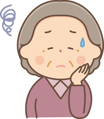 困った顔のシニア女性