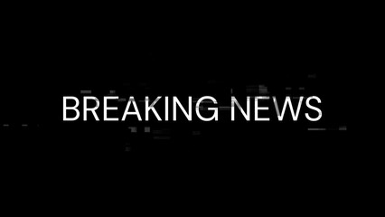 3D rendering breaking news text with screen effects of technological glitches