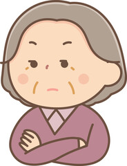 疑いの眼差しを向けるシニア女性