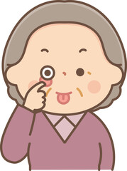 あっかんべーをするシニア女性