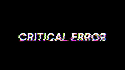 3D rendering critical error text with screen effects of technological glitches