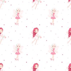 Seamless pattern cute colored fairies.Print for children.textile