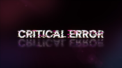 3D rendering critical error text with screen effects of technological glitches