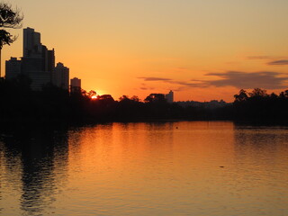 Fototapeta premium sunset over the river