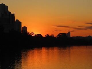 Fototapeta premium sunset over the river