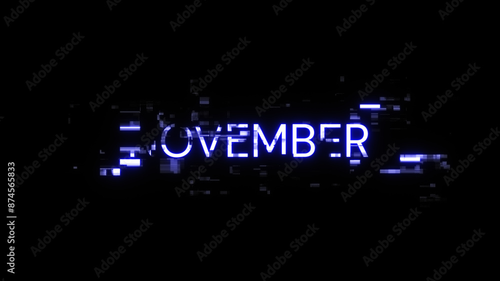 Poster 3d rendering november text with screen effects of technological glitches