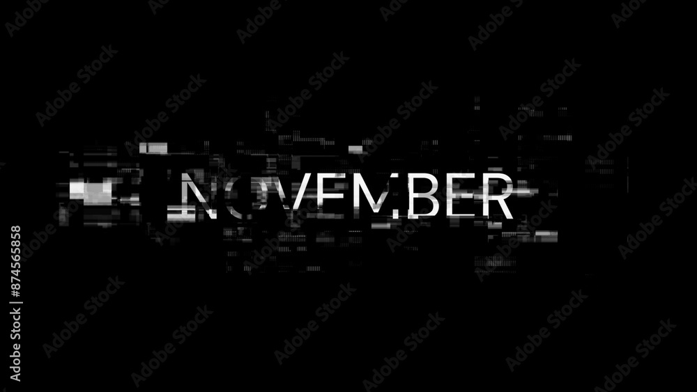 Poster 3d rendering november text with screen effects of technological glitches