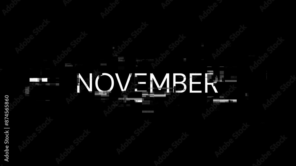 Poster 3d rendering november text with screen effects of technological glitches