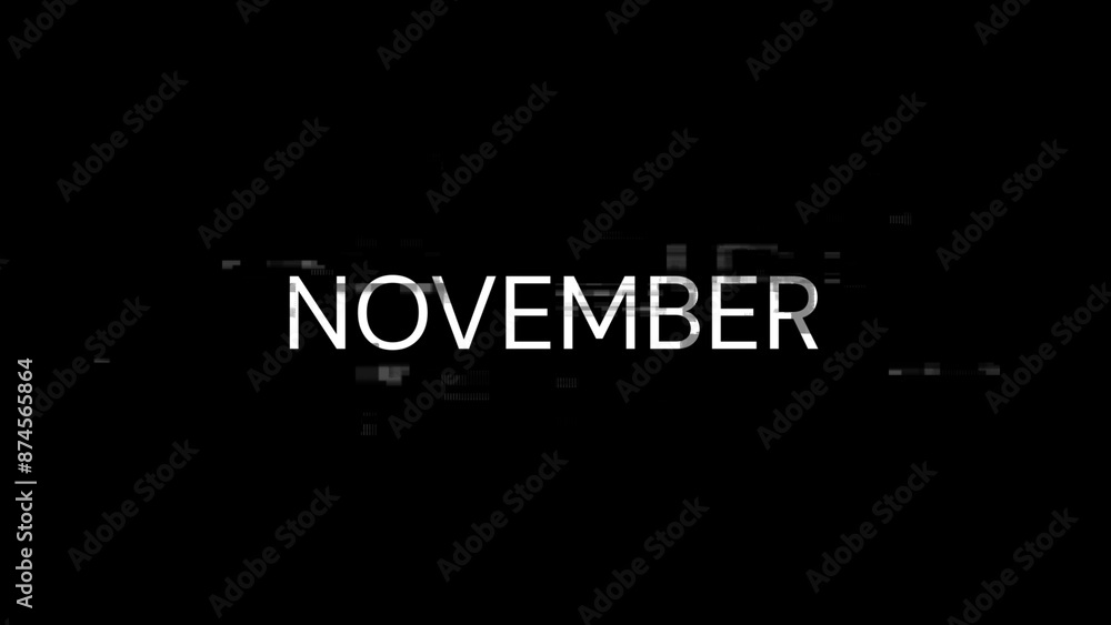 Poster 3d rendering november text with screen effects of technological glitches