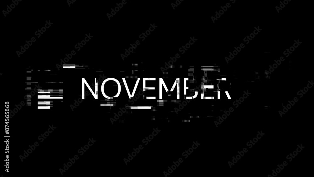 Poster 3d rendering november text with screen effects of technological glitches
