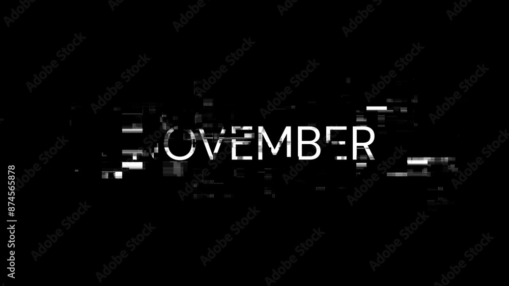 Poster 3d rendering november text with screen effects of technological glitches