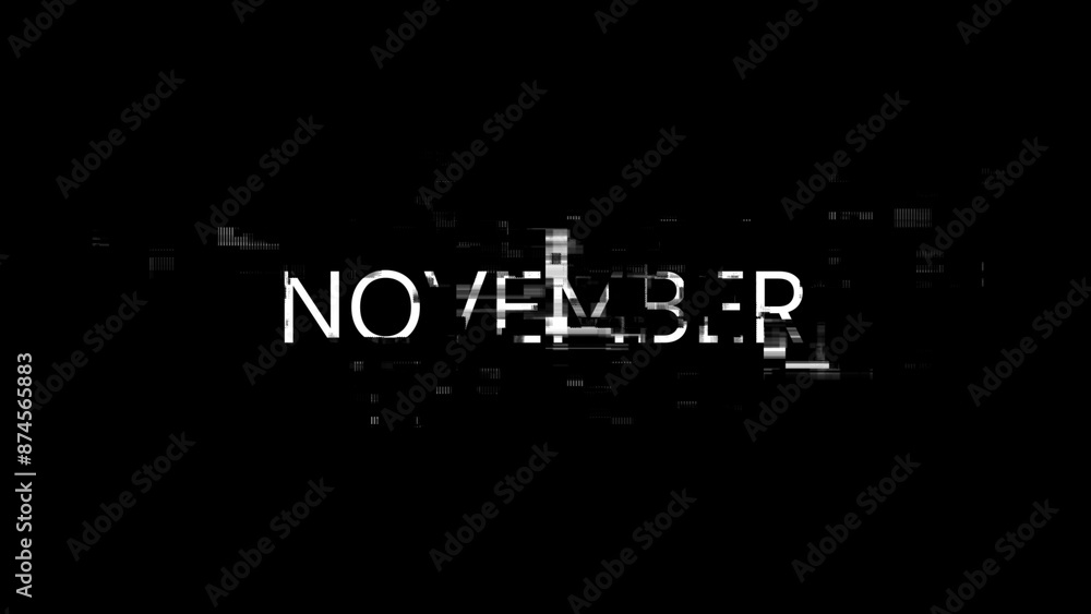 Poster 3d rendering november text with screen effects of technological glitches