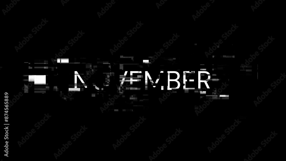Poster 3d rendering november text with screen effects of technological glitches