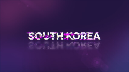 Fototapeta premium 3D rendering South Korea text with screen effects of technological glitches