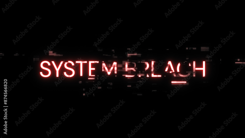 Poster 3d rendering system breach text with screen effects of technological glitches