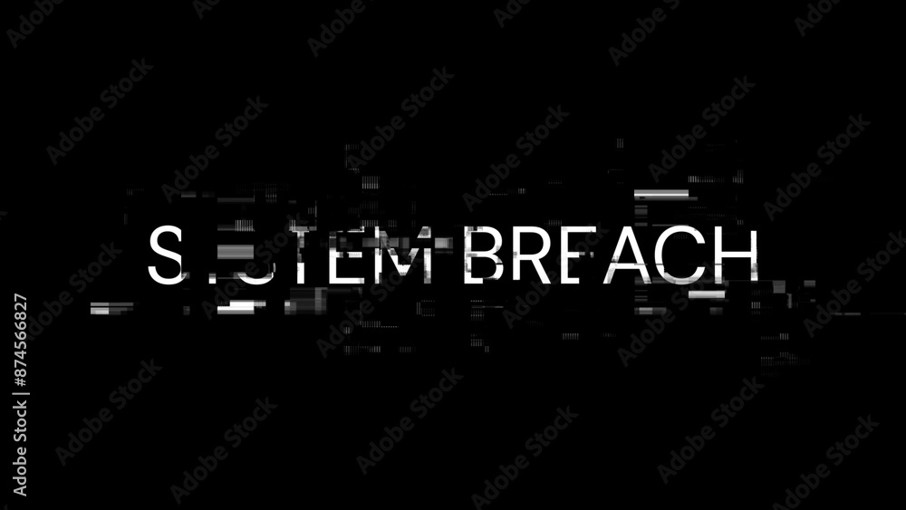 Poster 3d rendering system breach text with screen effects of technological glitches