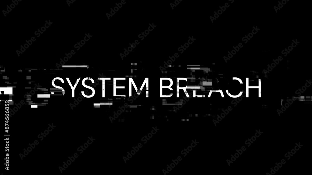 Poster 3d rendering system breach text with screen effects of technological glitches