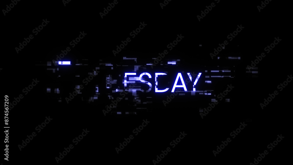 Aufkleber 3d rendering tuesday text with screen effects of technological glitches