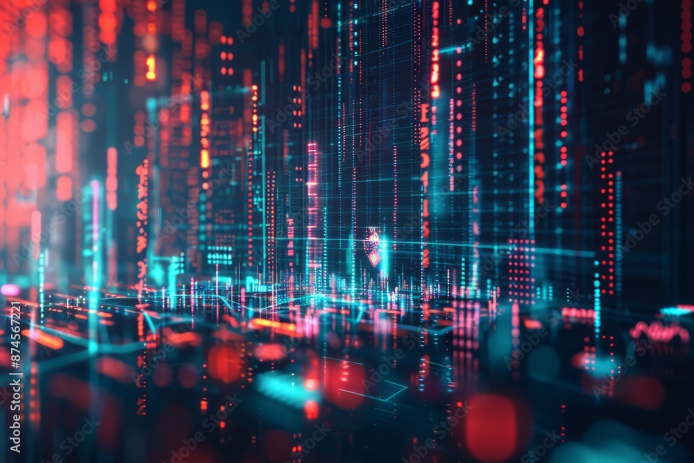 Poster data technology computer generated digital currency and exchange stock chart for finance and economy