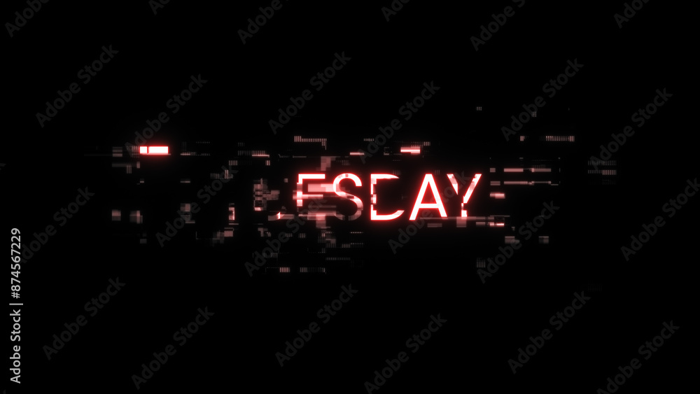 Poster 3d rendering tuesday text with screen effects of technological glitches